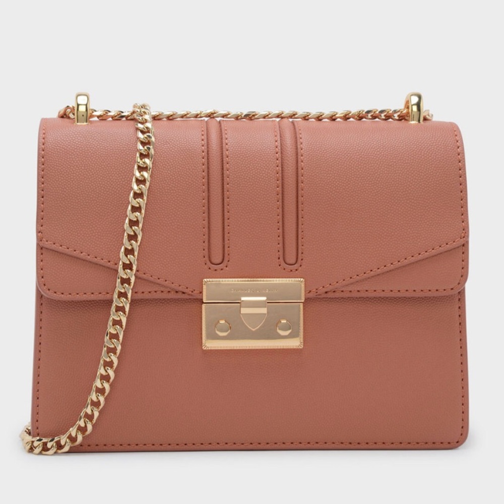 Charles & Keith Push-Lock Shoulder Bag - Blush